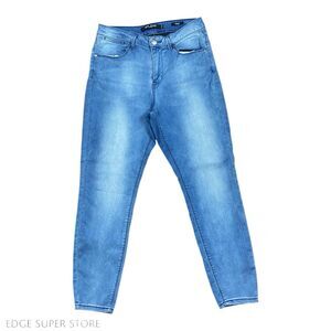 Max Jeans Blue Skinny Leg Medium Wash Distressed Faded Denim Jeans Size 10